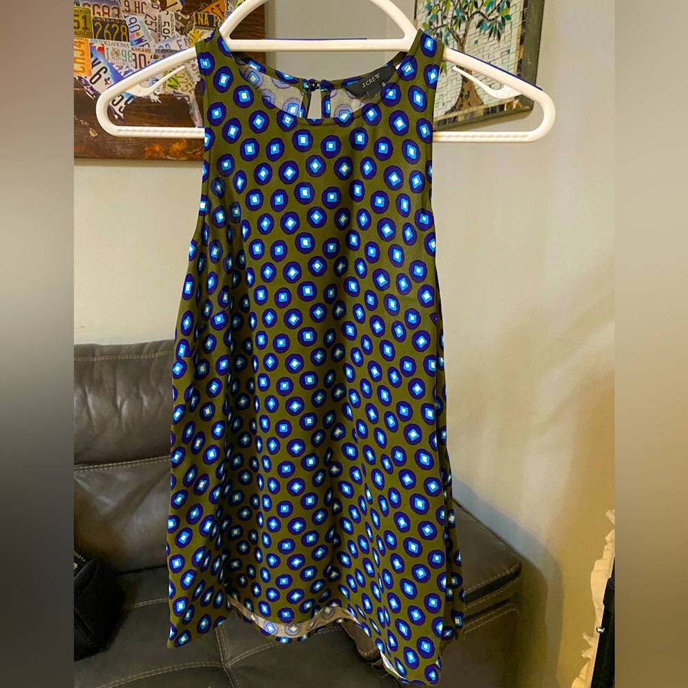J Crew Sleeveless Top - Size 2 - Chic Green, Blue, and White Palette